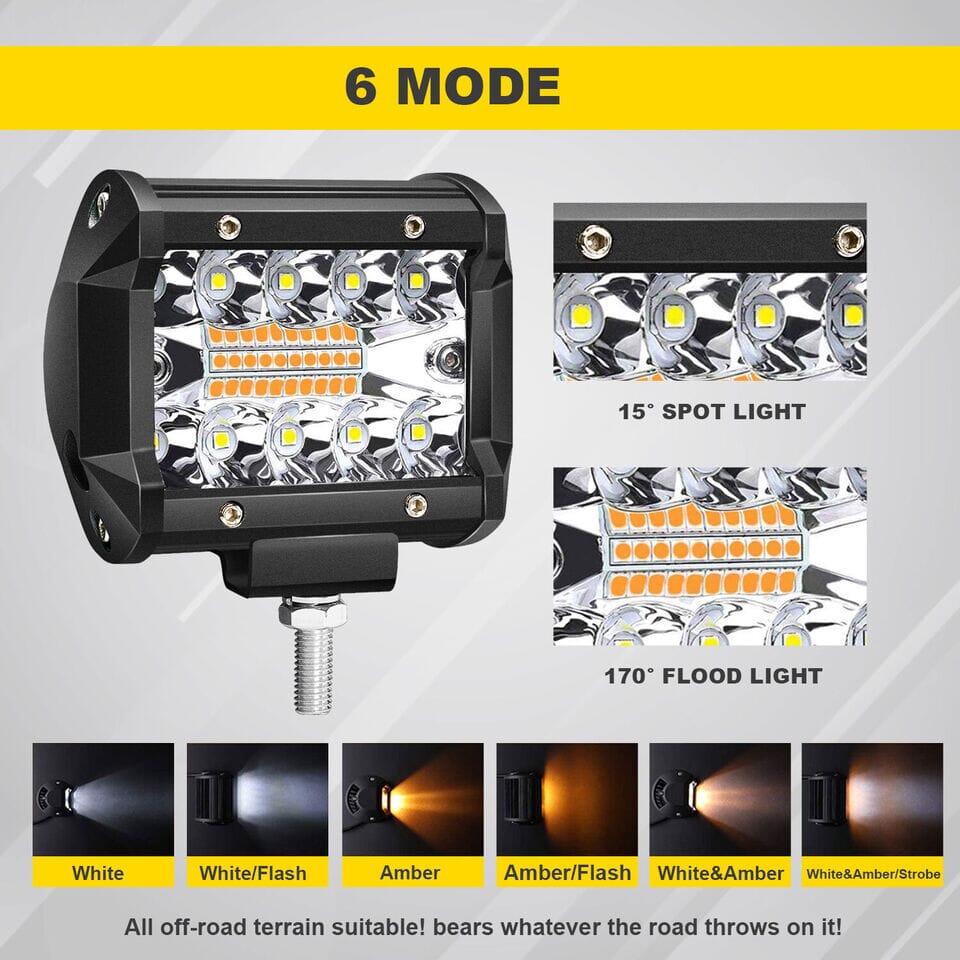 52" LED Work Lights Bar 4" Pods Offroad Lights +Mount Bracket For 07-17 Jeep Wrangler JK