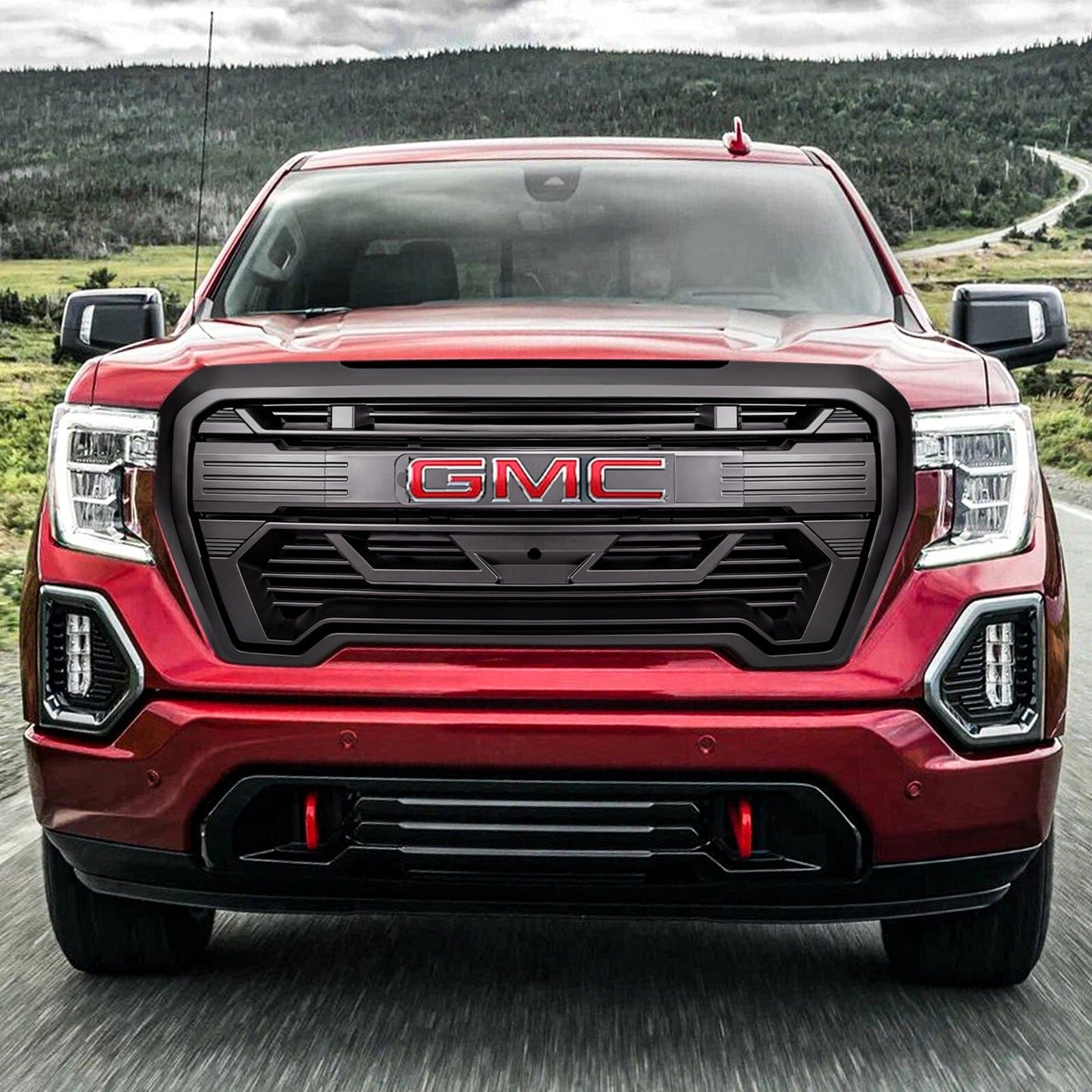 Armor Grille W/ Emblem Base - Matte Black For 2019-2021 GMC Sierra 1500 | Amoffroad