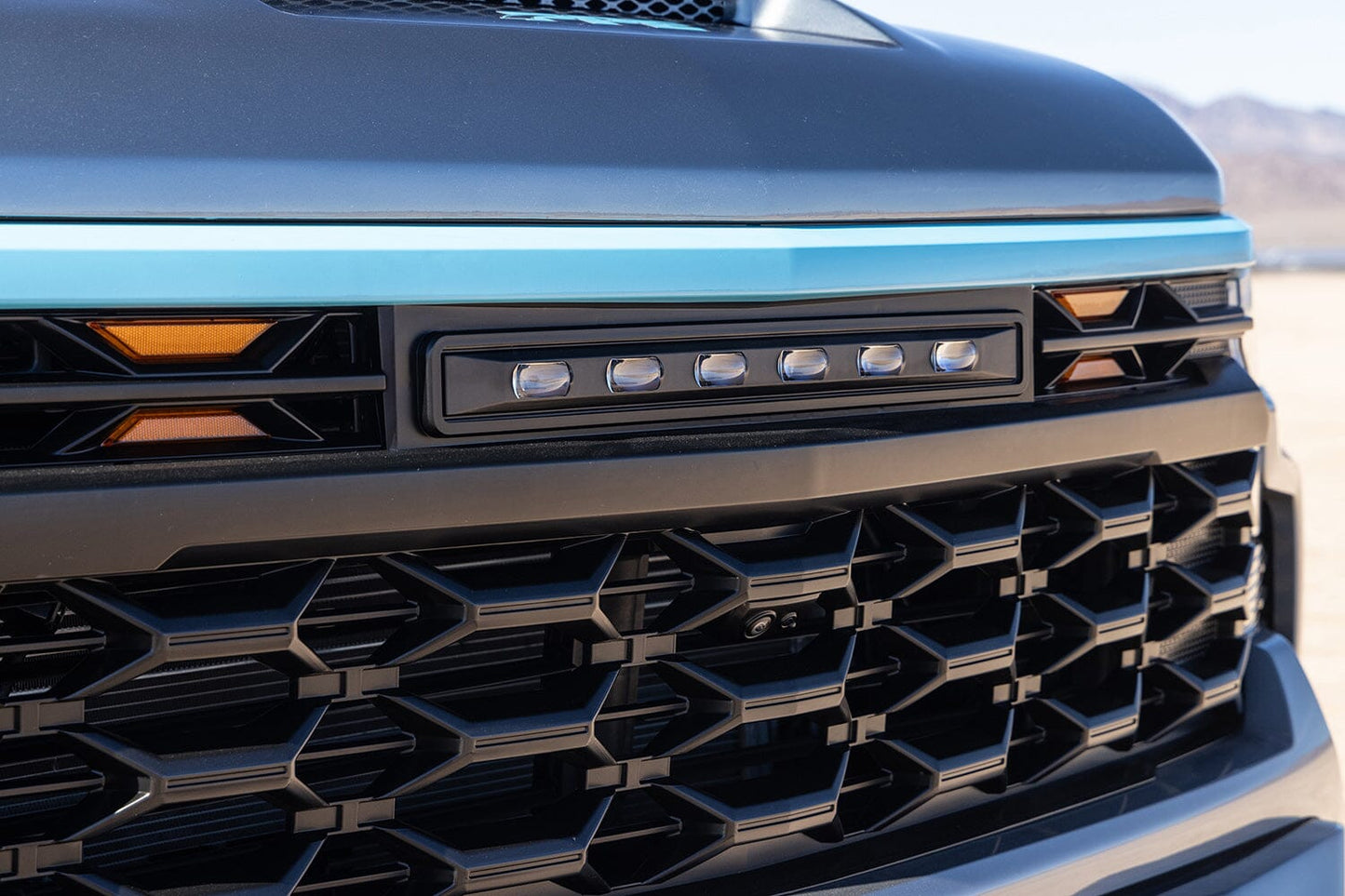 ZR2 Style Grille W/ Off-Road & Amber Lights - Matte Black For 2022-2024 Chevy Silverado 1500 (Not Fit ZR2) | Amoffroad