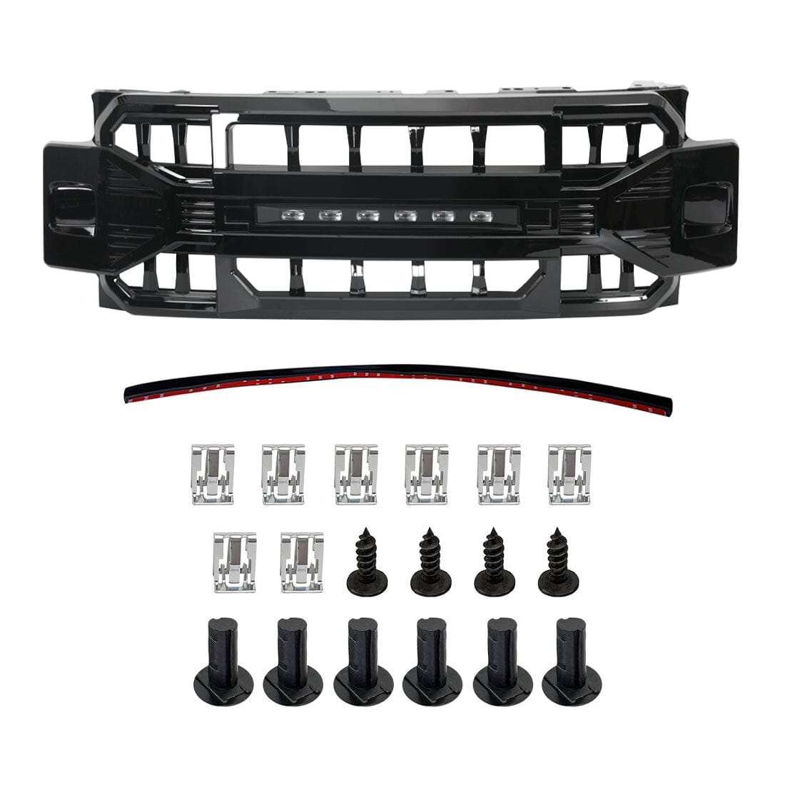 Armor Grille W/Off-Road Lights - Glossy Black For 2017-2019 Ford F250/350| Amoffroad