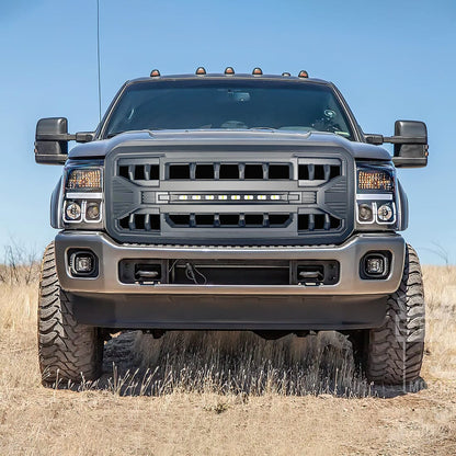 American Modified Armor Grille w/Off-Road Lights - Matte Black For 2011-2016 Ford F250