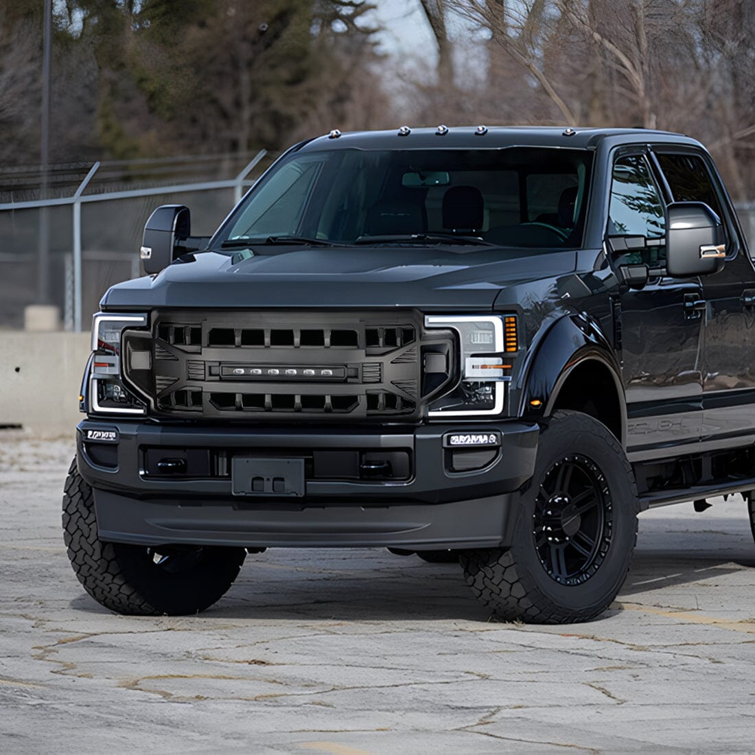 Armor Grille W/Off-Road Lights - Matte Black For 2020-2022 Ford F250/350| Amoffroad