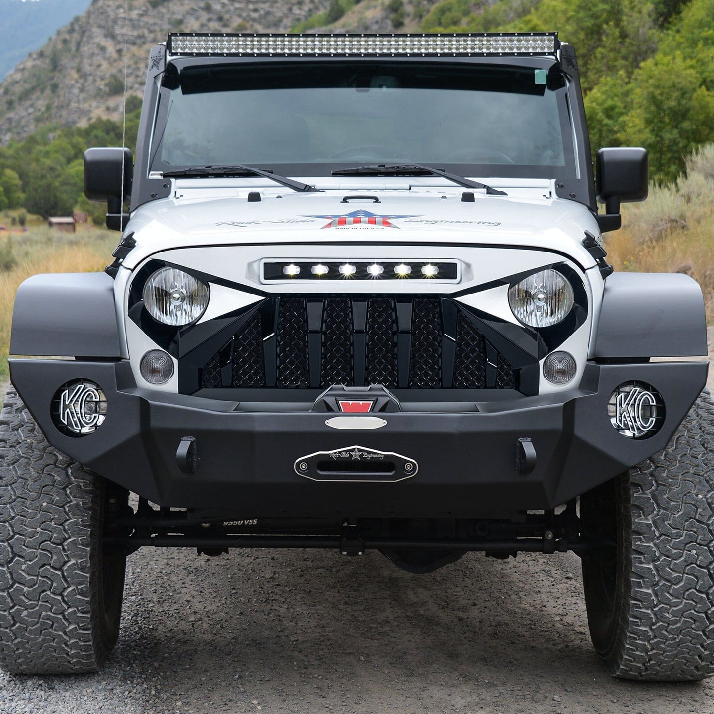 Gladiator Grille W/ Led Off-Road Lights-White & Black For 07-18 Jeep Wrangler JK | Amoffroad