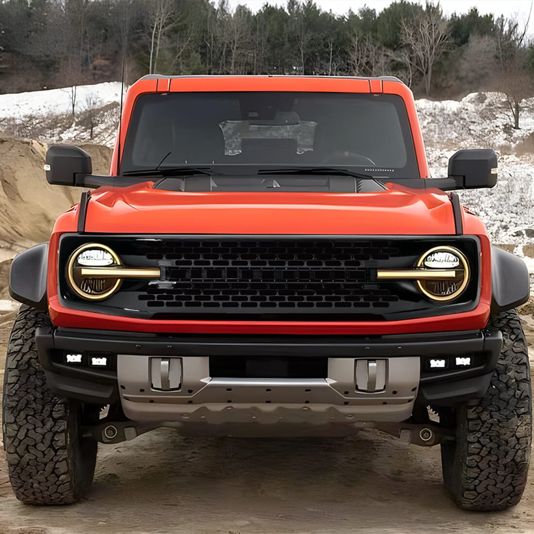 High Configuration Style Front Grille With DIY Letters - Glossy Black For 2021-2023 Ford Bronco| Amoffroad
