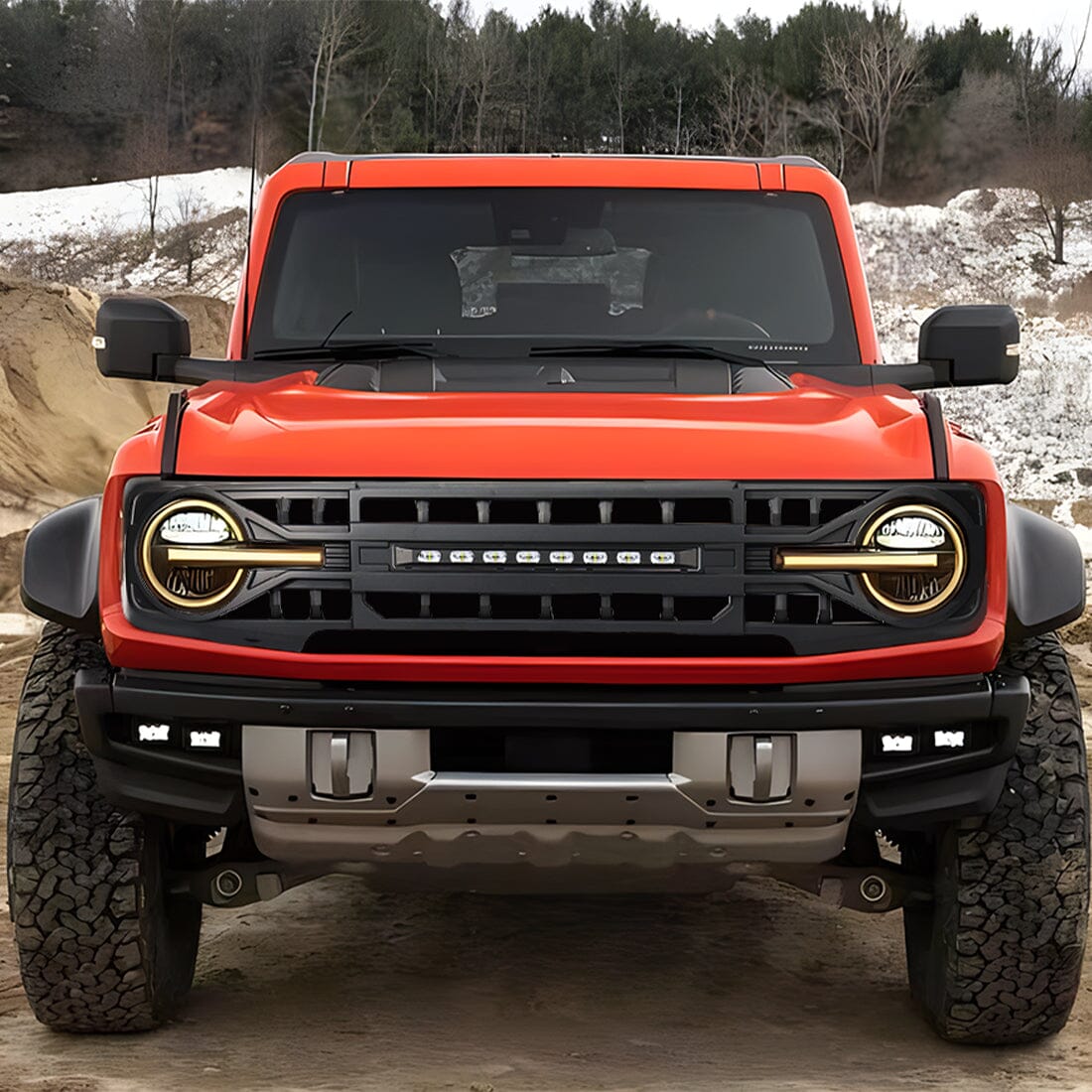 Tomahawk Grille W/ Off-Road Lights-Matte Black For 2021-2023 Ford Bronco| Amoffroad