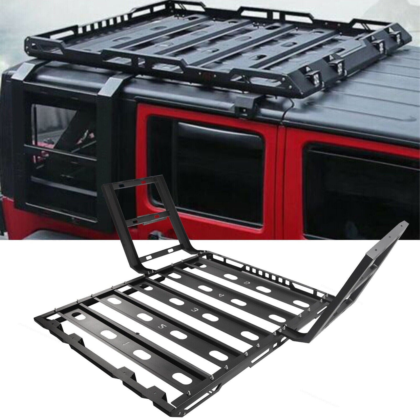 4DR Rear Roof Rack With Double Ladders For Jeep Wrangler JK