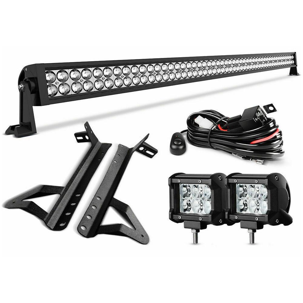 52"inch LED Light Bar+ Pod Lights+ Mount Bracket for 07-18 Wrangler JK