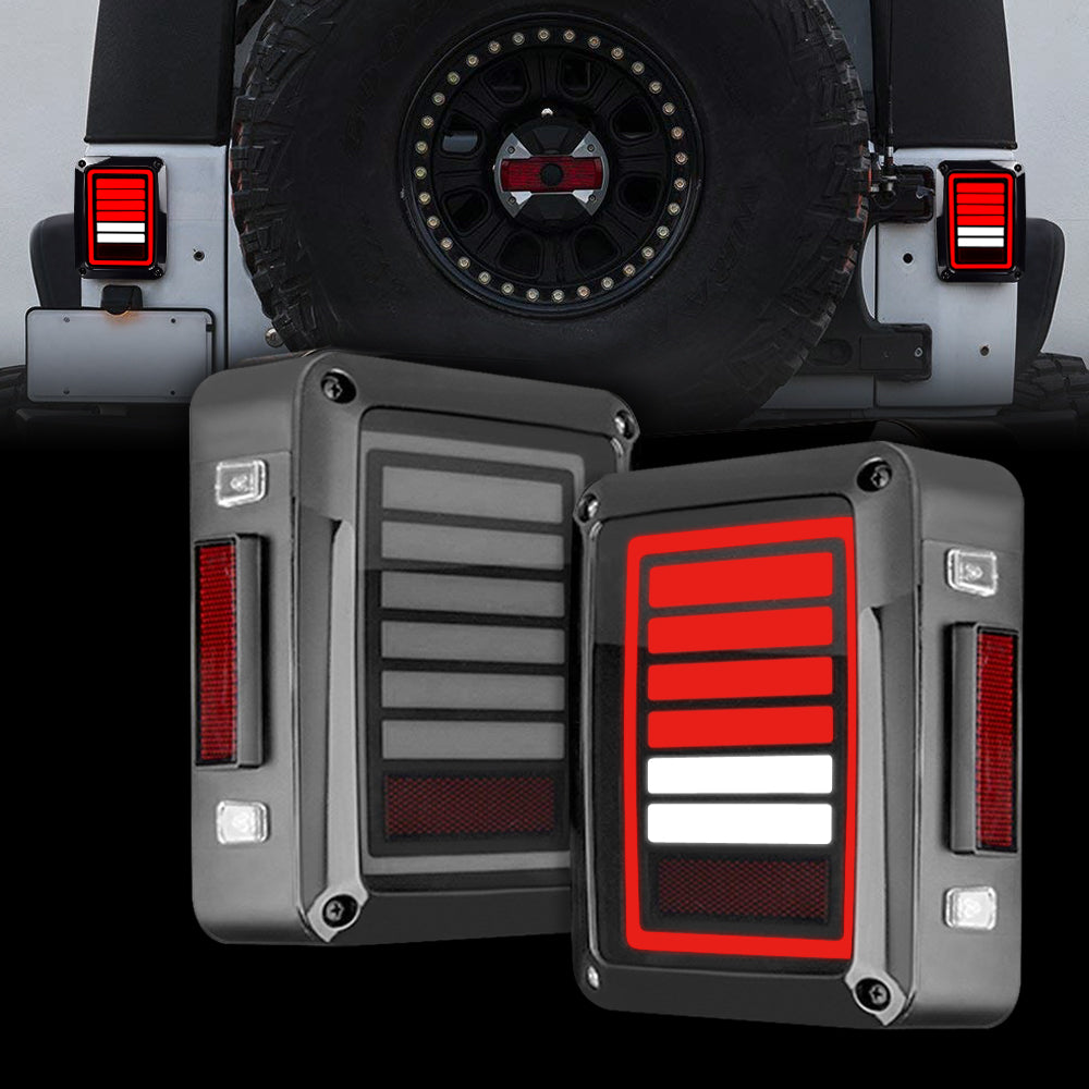 6 Bar Style LED Tail Lights for 07-18 Jeep Wrangler JK/JKU