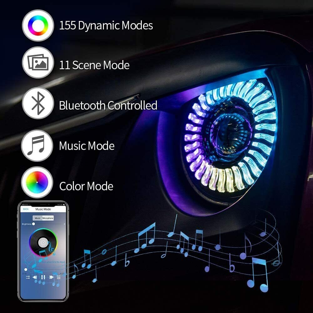 7 inch LED Demon Halo Headlights RGB Combo Chasing for Jeep Wrangler JK JKU TJ