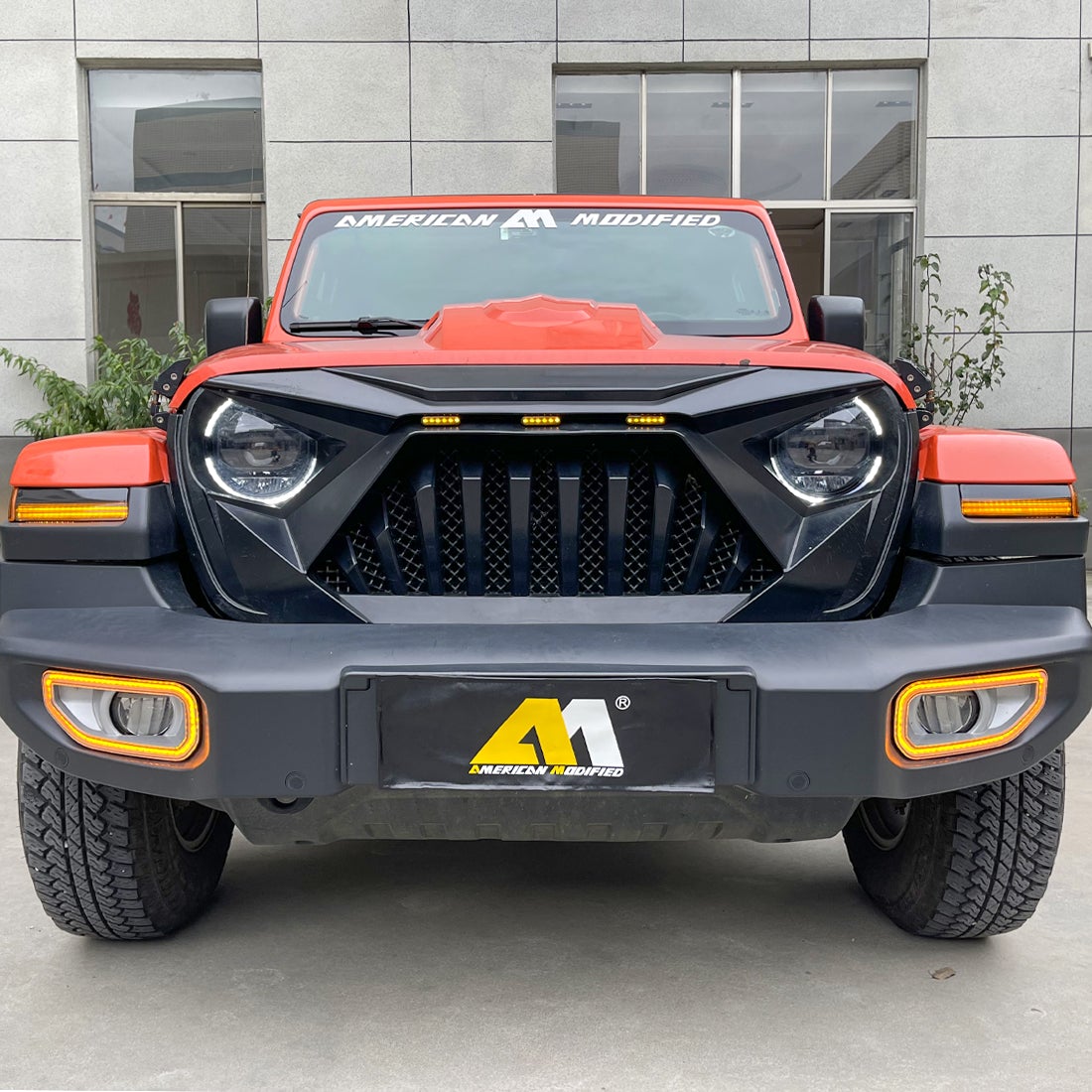 9 Inch LED Halo Headlights & Goliath Grille Combo for 18-21 Jeep Wrangler JL & Gladiator JT