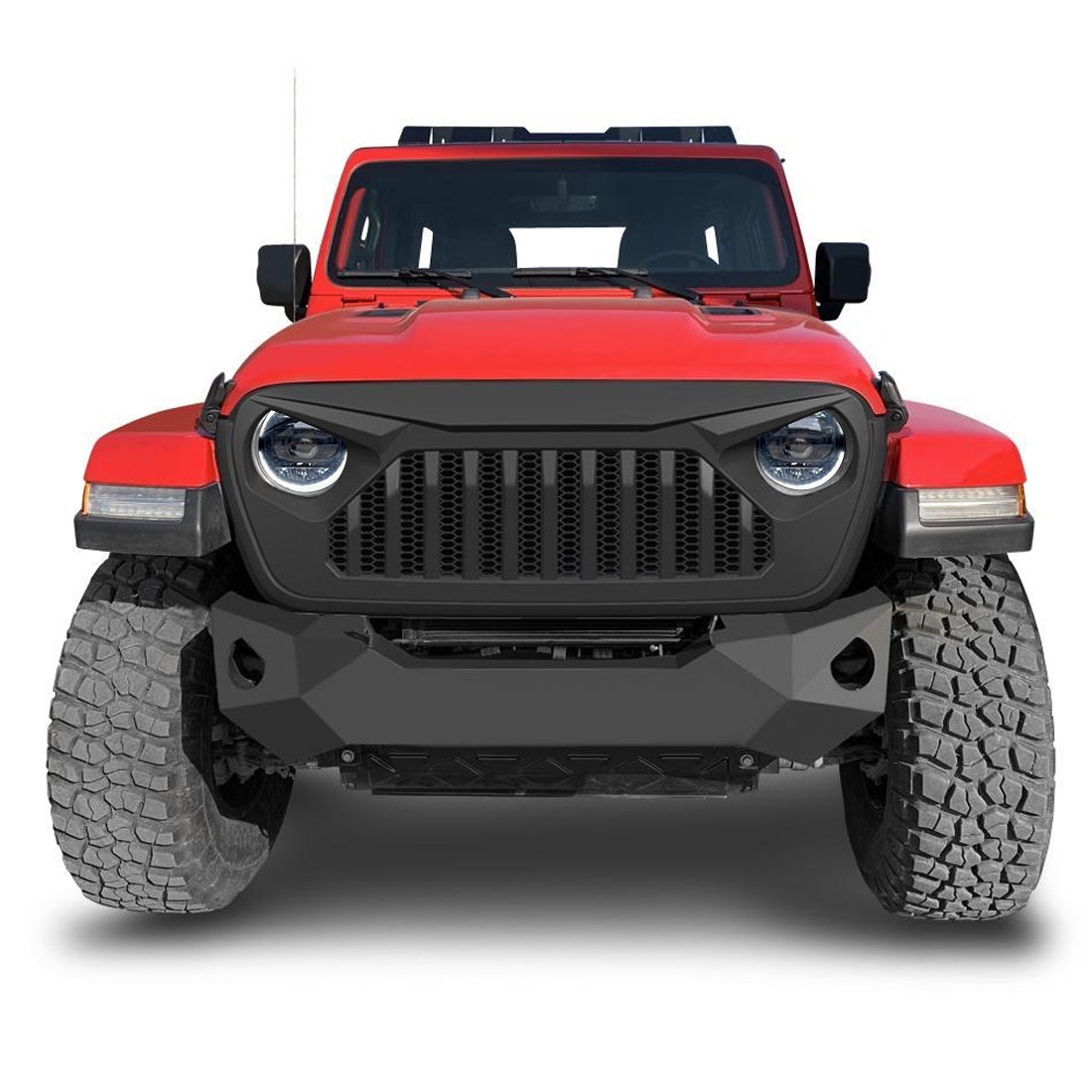 9 Inch LED Halo Headlights & Vader Grille w/ Mesh Combo for 18+ Jeep Wrangler JL & Gladiator JT