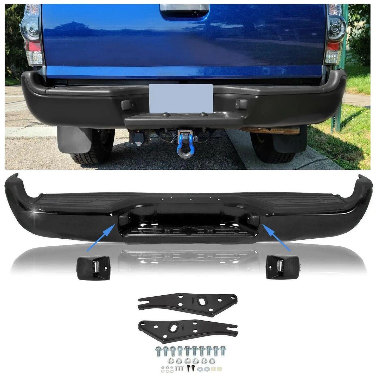 Black Steel Rear Bumper For 2005-2015 Toyota Tacoma