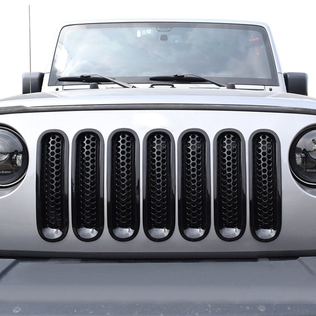 Jeep Wrangler Glossy Black Clip-in Mesh Grill Inserts