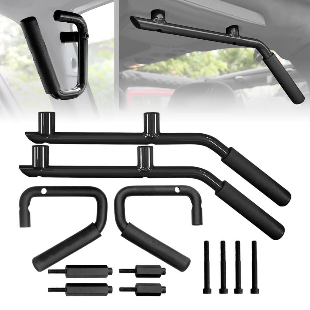 Hooke Road Aluminum Grab Handles Black Front Grips Compatible with Jeep  Wrangler JK & Unlimited 07-18