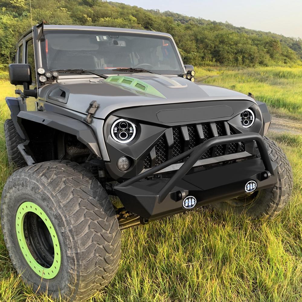 Gladiator Vader Grille & Halo Headlights & Halo Fog Lights for 07-18 Wrangler JK