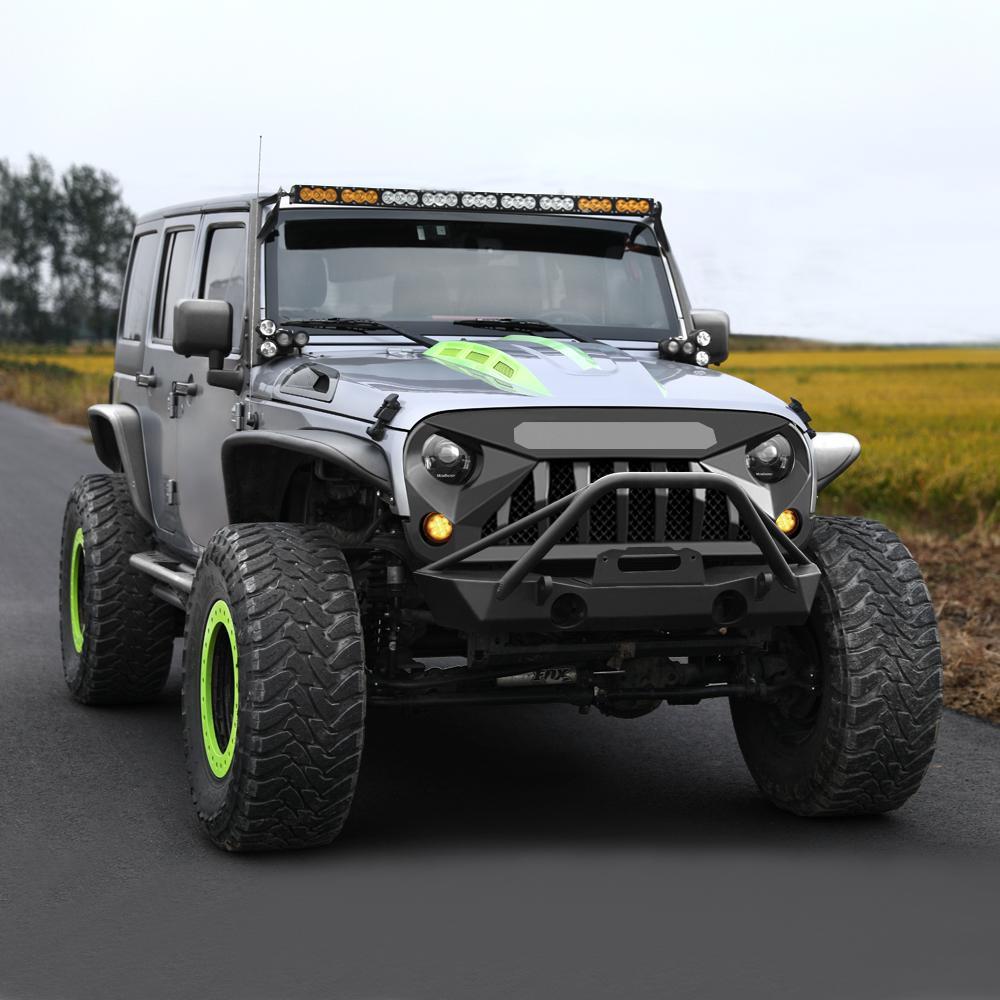 Jeep Wrangler JK Gladiator Vader Grille - Matte Black & Smoked Turn Lights Combo
