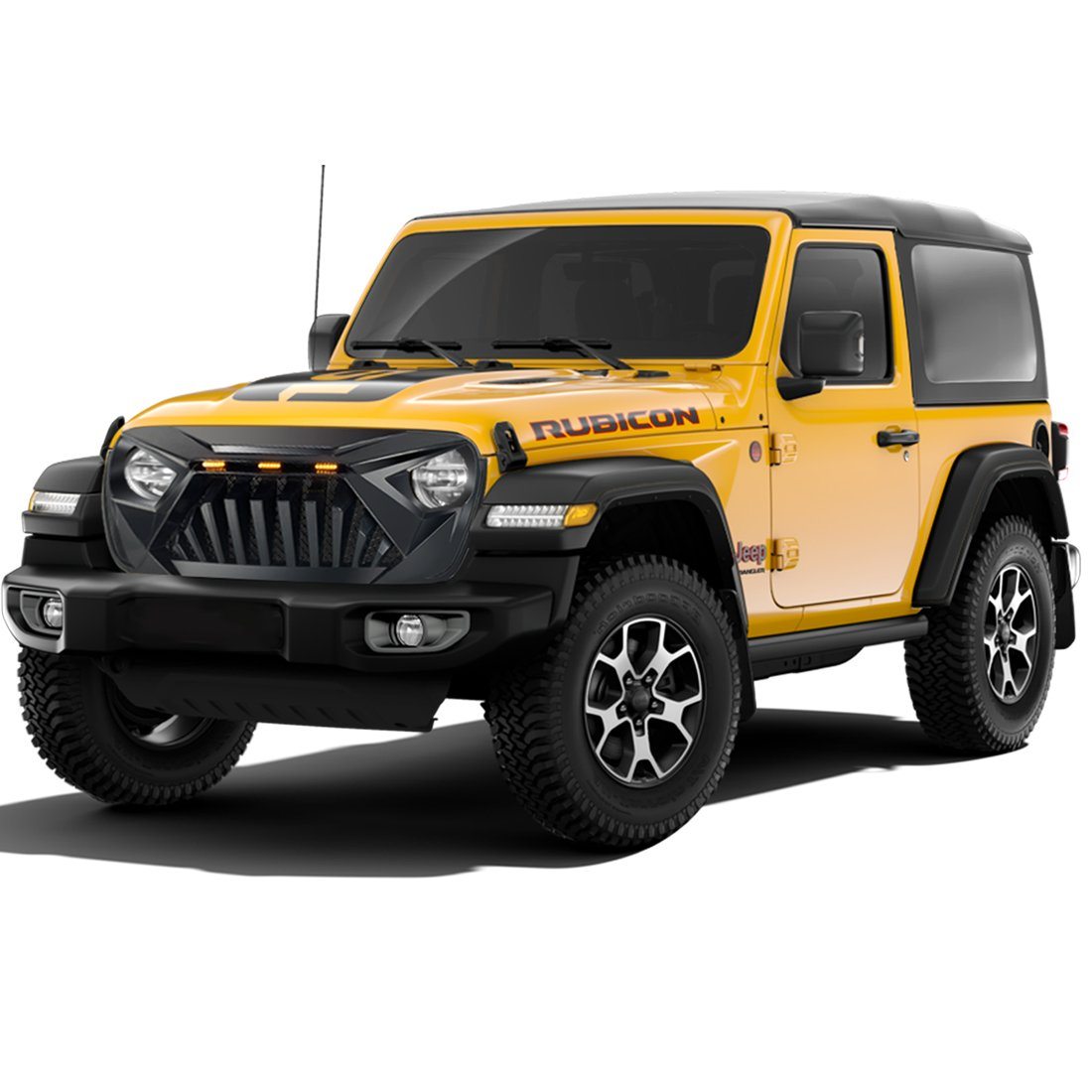 Goliath Grille w/ Amber LED Running Lights for 18+ Jeep Wrangler JL & Gladiator JT - Matte Black