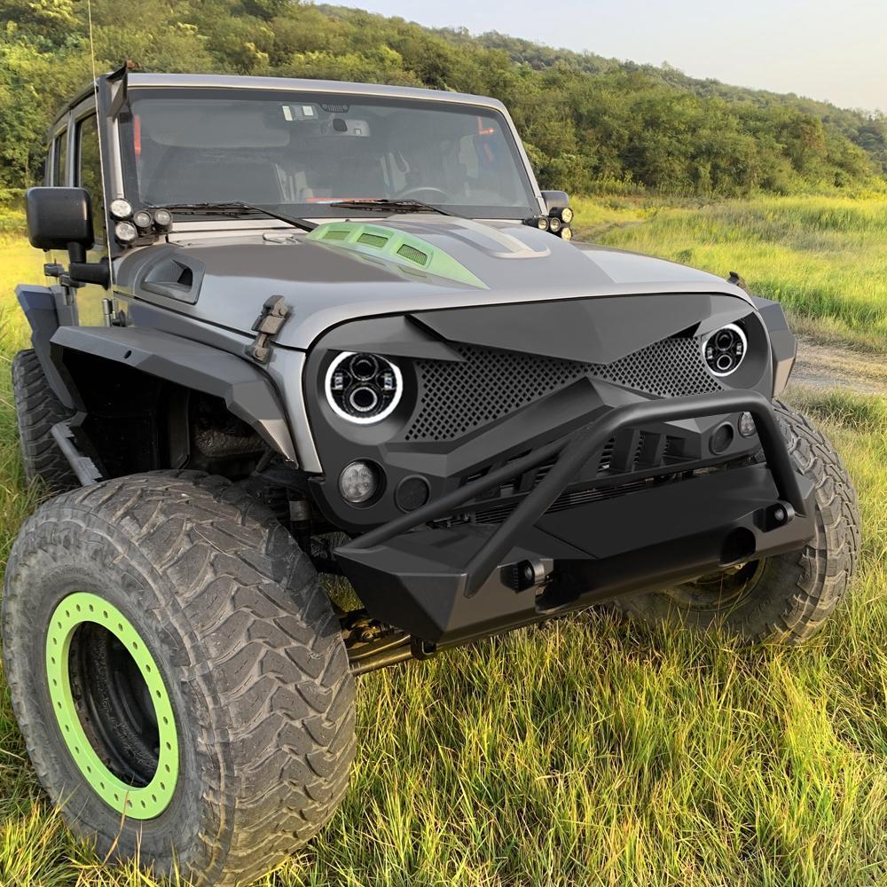 amoffroad jeep wrangler hawke grille halo headlights combo