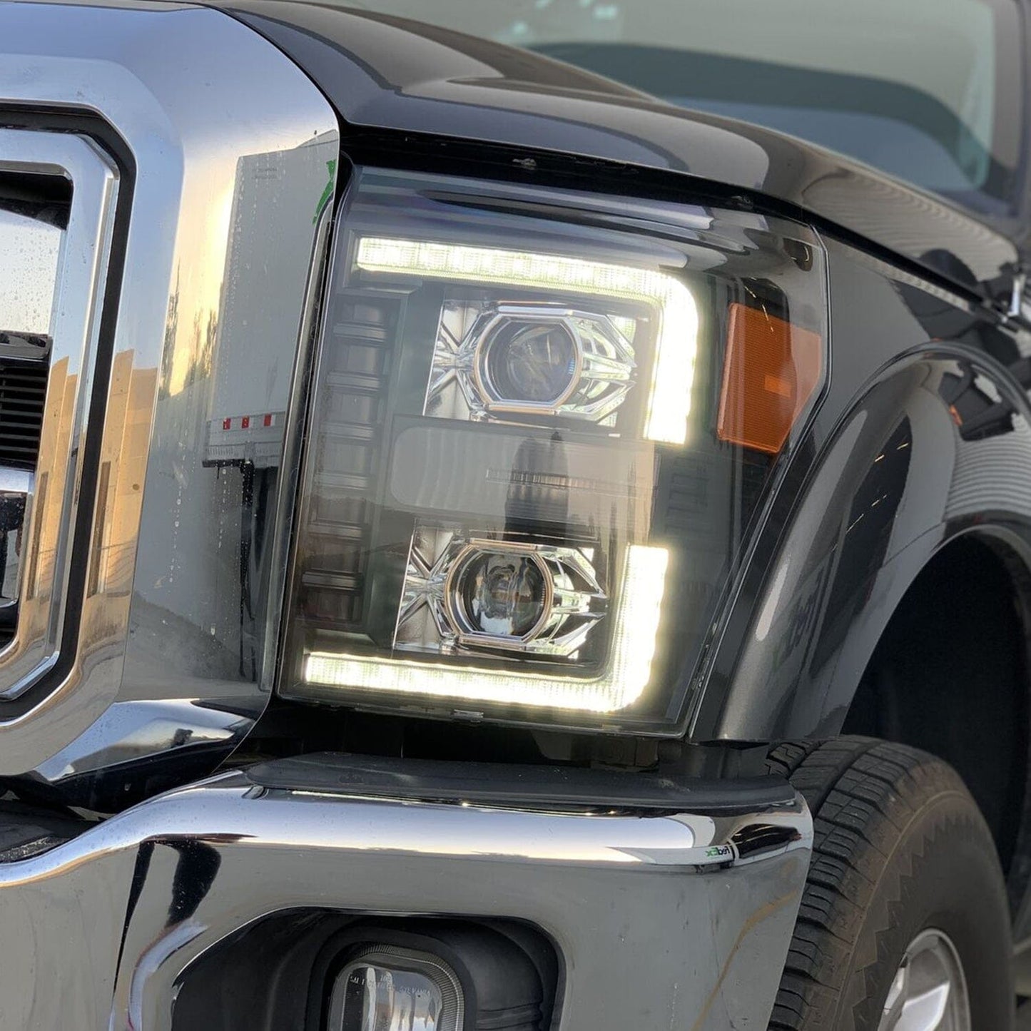 Polished Black Projector Headlights For 2011-2016 F250/F350/F450/F550 Super Duty