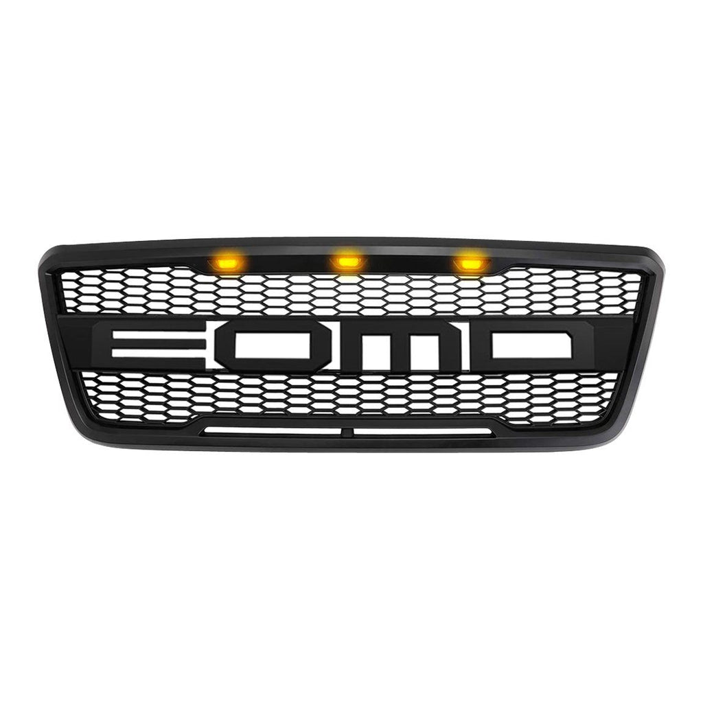 Raptor Style Front Grill Bumper Hood Mesh Grille W/LED - Matte Black for  2004-2008 Ford F150