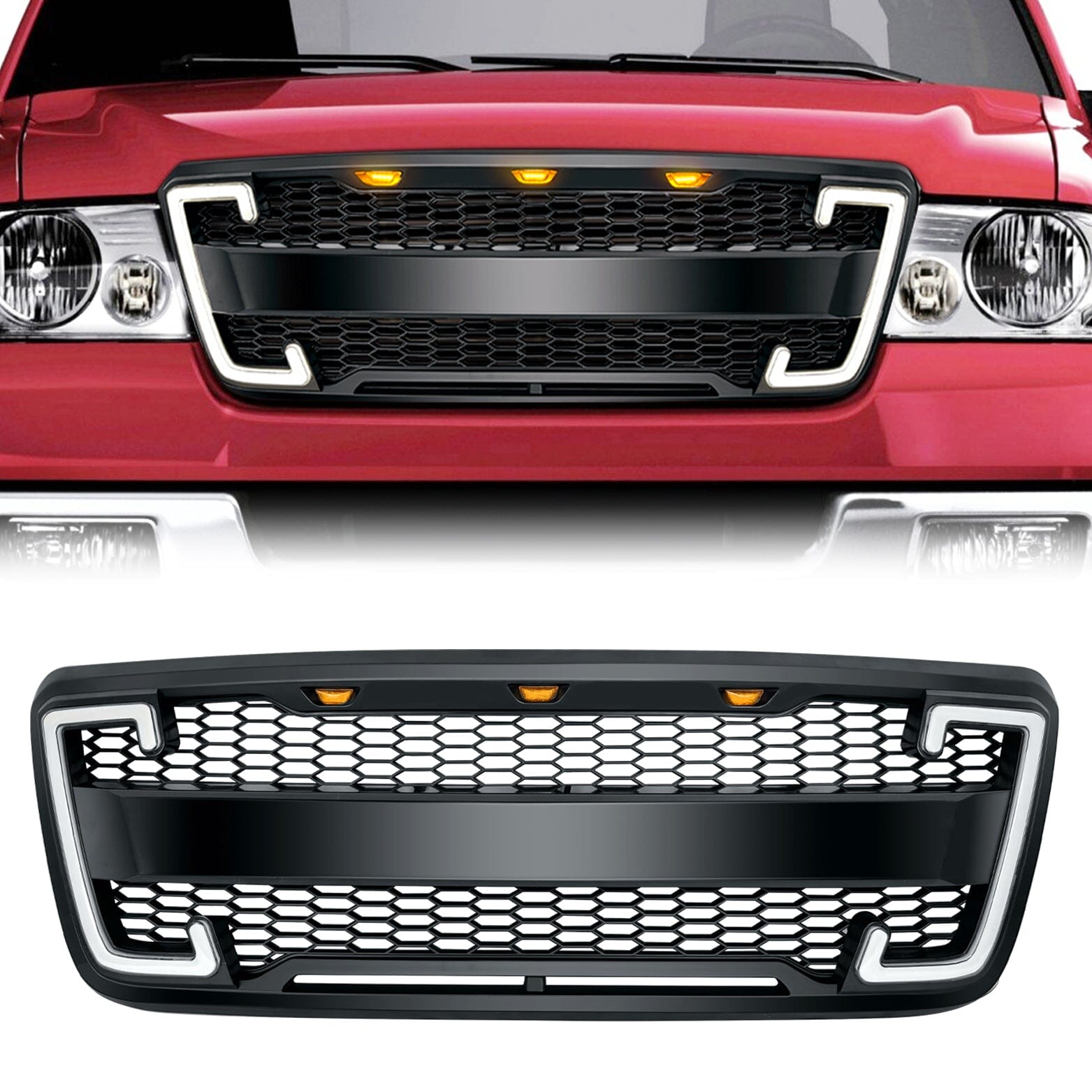 04-08 Ford F150 Raptor Style Mesh Grille w/DRL & Turn Signal Lights