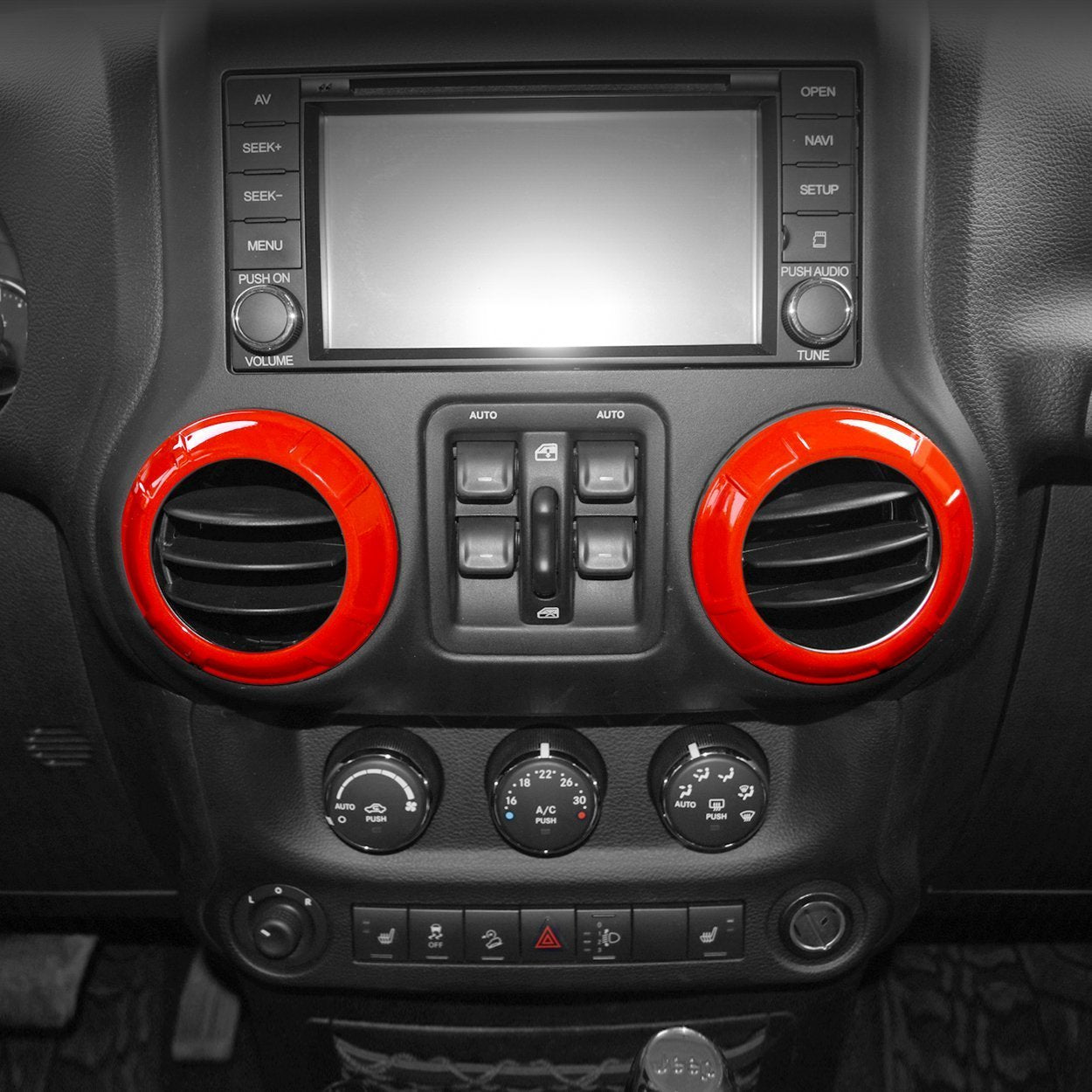 Red Air Conditioning Vent Trim Kits for 11-18 Jeep Wrangler JK