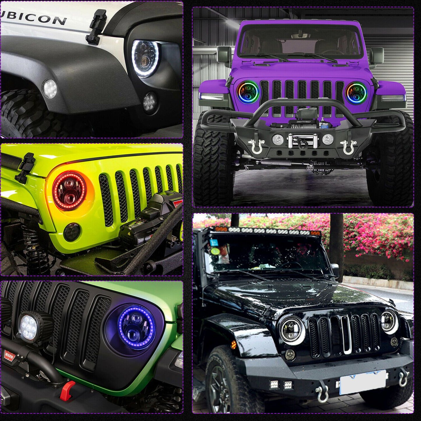 RGB Halo Headlights & RGB Halo Fog Lights Combo for Jeep Wrangler TJ/ JK