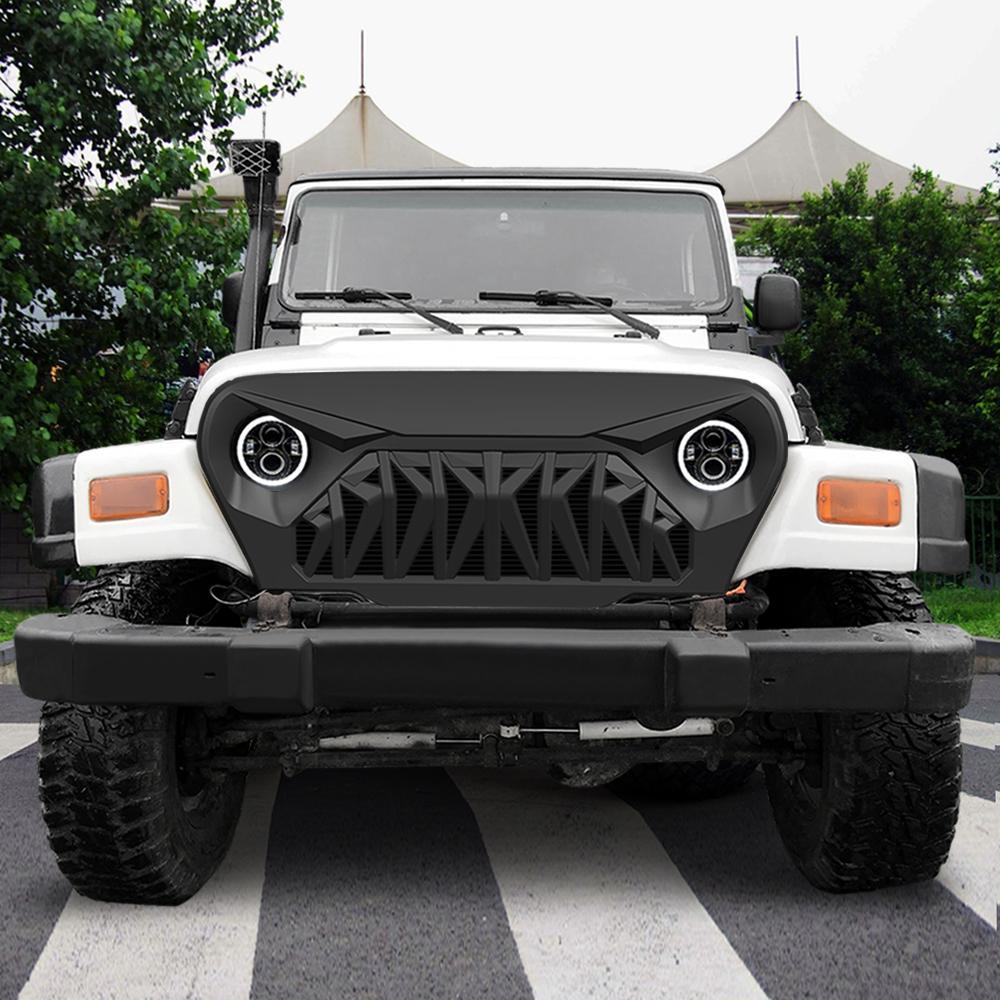 Jeep Wrangler TJ Shark Grille & Halo Headlights Combo