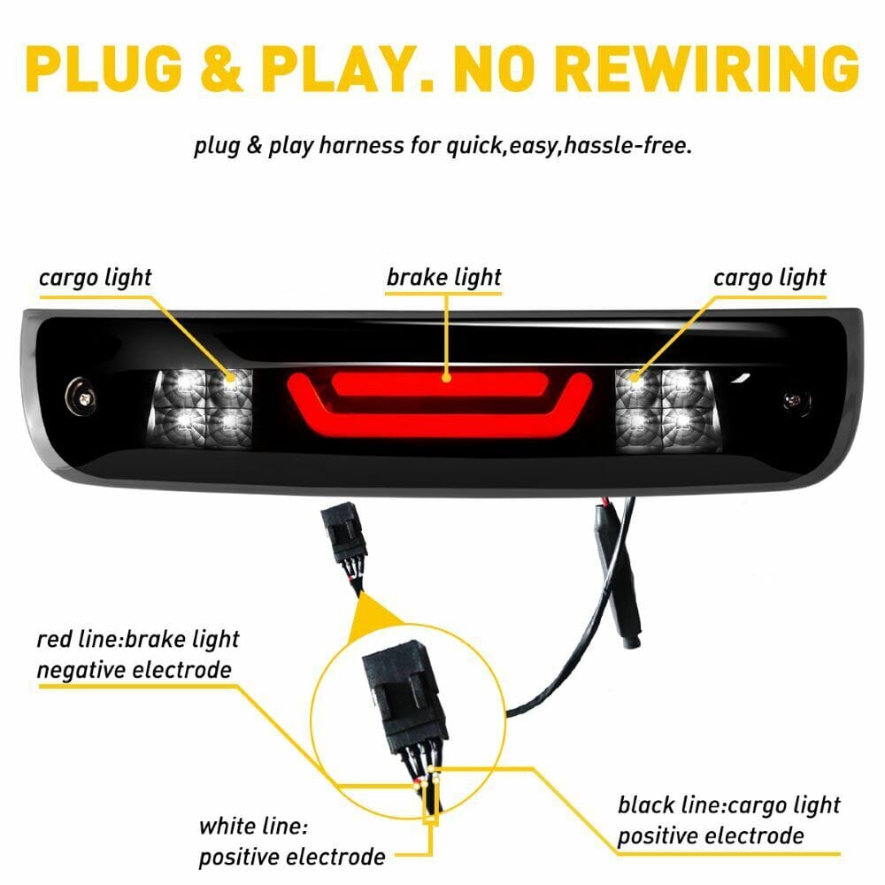 Smoked LED 3rd Tail Lights Brake Lamp For 2009-2018 Dodge Ram 1500 &10-18 2500 3500
