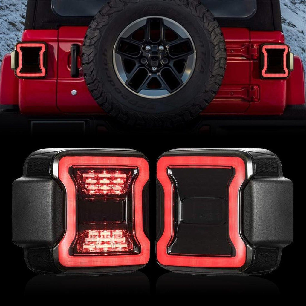 Jeep Wrangler JL Smoked LED Tail Lights | AMOffRoad | Free Shipping