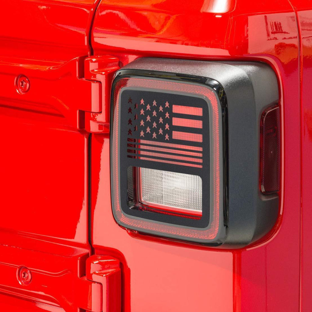 18-19 Jeep JL US Flag Tail Light Covers AMOffRoad Free Shipping