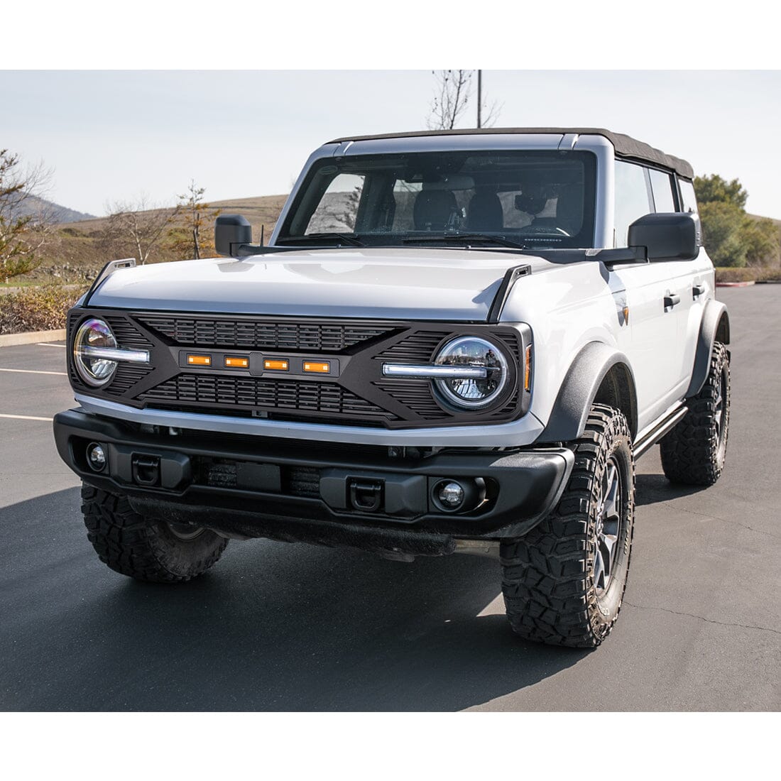 Tomahawk Grille w/ Amber LED Running Lights For 2021-2023 Ford Bronco