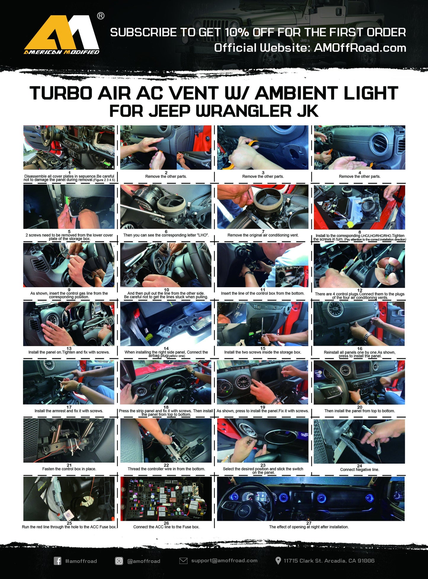 Jeep Wrangler Turbo Air AC Vent with Ambient Light | AMOFFROAD