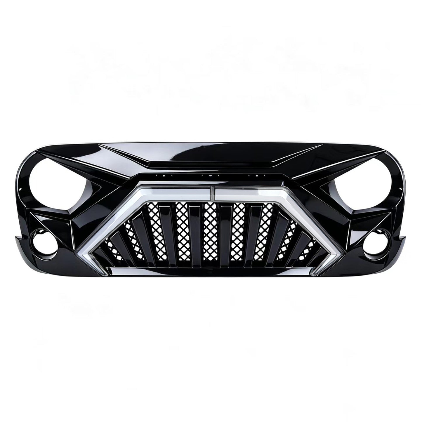 Goliath Grille W/ LED DRL and Turn Signals - Glossy Black For 07-18 Jeep Wrangler JK | Amoffroad