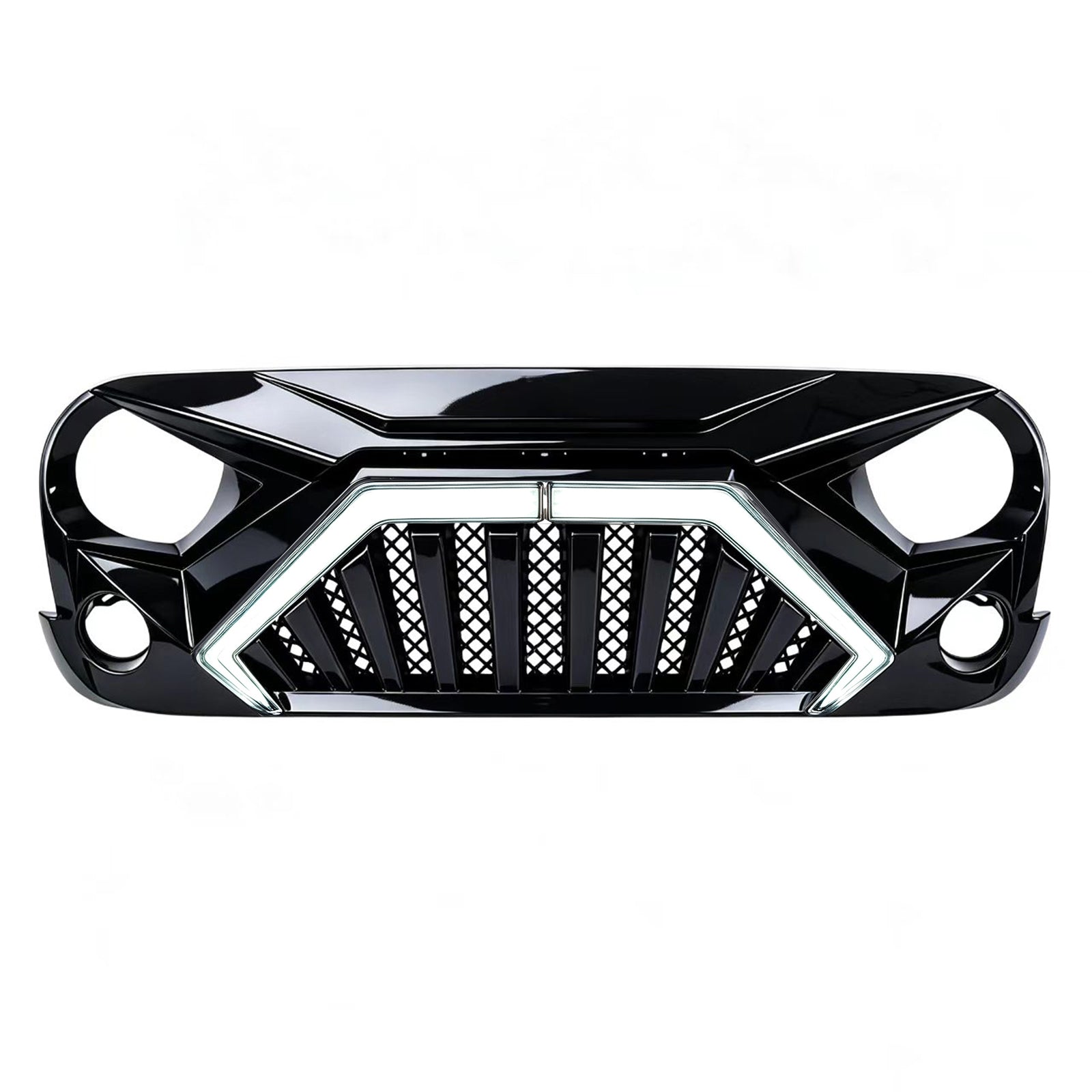 Goliath Grille W/ LED DRL and Turn Signals - Glossy Black For 07-18 Jeep Wrangler JK | Amoffroad