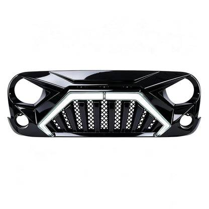 Goliath Grille W/ LED DRL and Turn Signals - Glossy Black For 07-18 Jeep Wrangler JK | Amoffroad