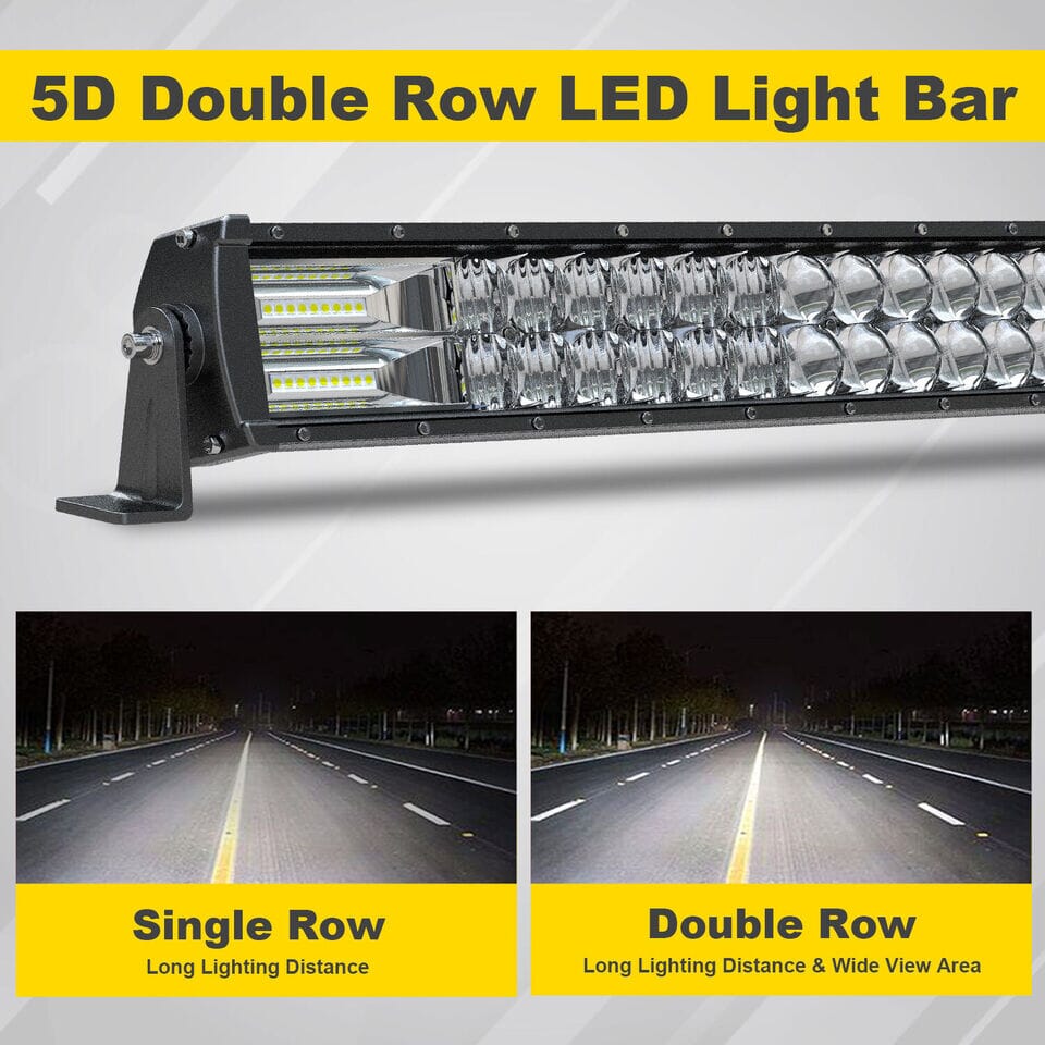 52" LED Work Lights Bar 4" Pods Offroad Lights +Mount Bracket For 07-17 Jeep Wrangler JK