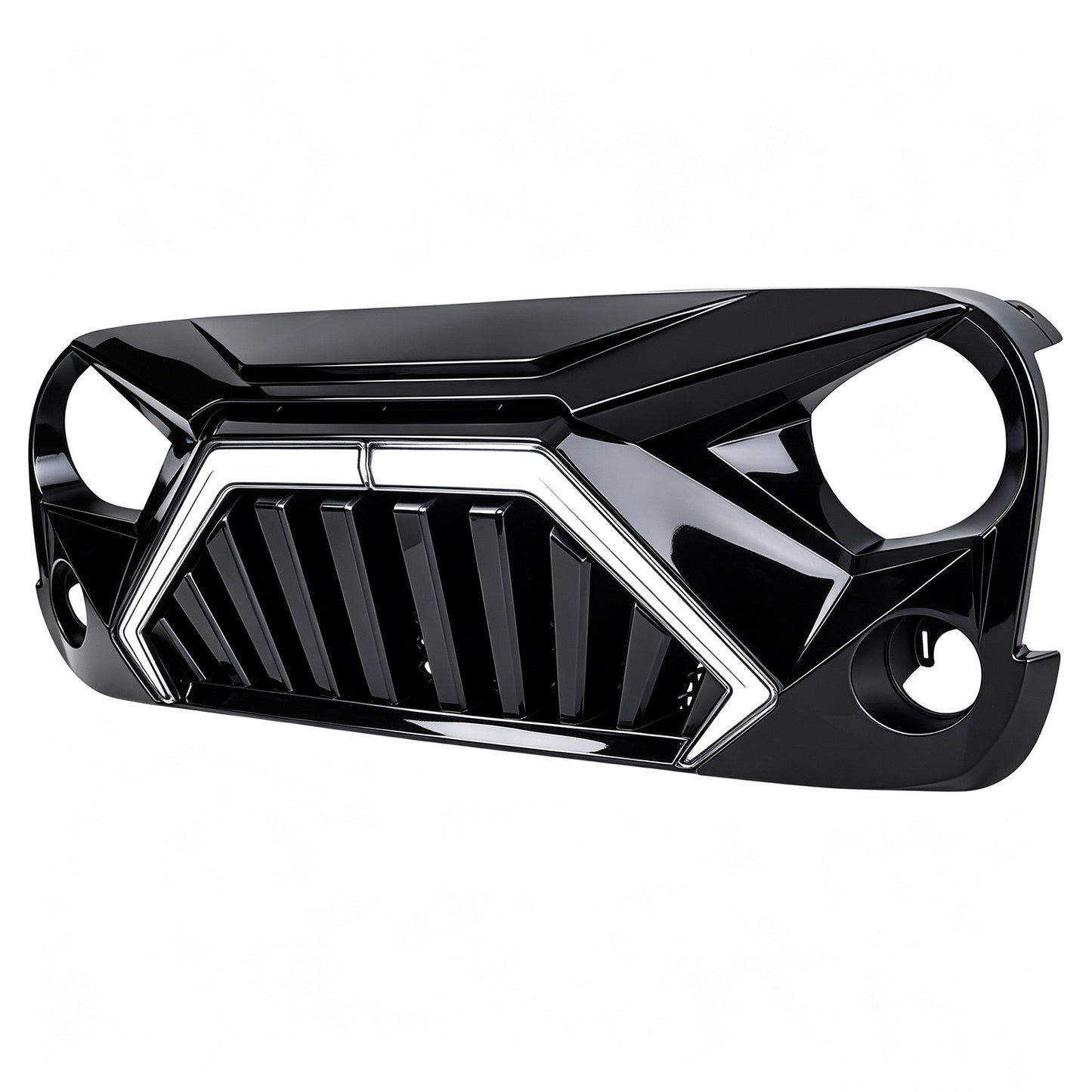 Goliath Grille W/ LED DRL and Turn Signals - Glossy Black For 07-18 Jeep Wrangler JK | Amoffroad