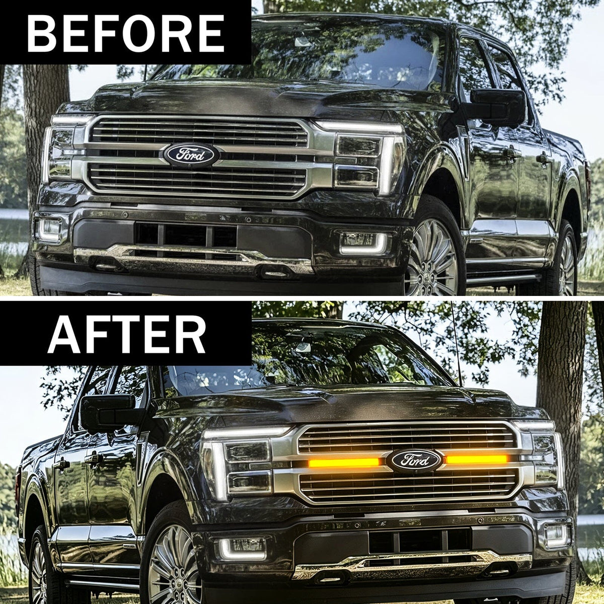 LED Grille Lights w/ Sequential Turn Signal For 2024+ Ford F-150 King Ranch/Platinum | Amoffroad