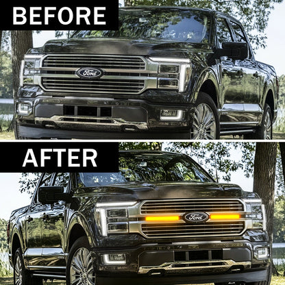 LED Grille Lights w/ Sequential Turn Signal For 2024+ Ford F-150 King Ranch/Platinum | Amoffroad
