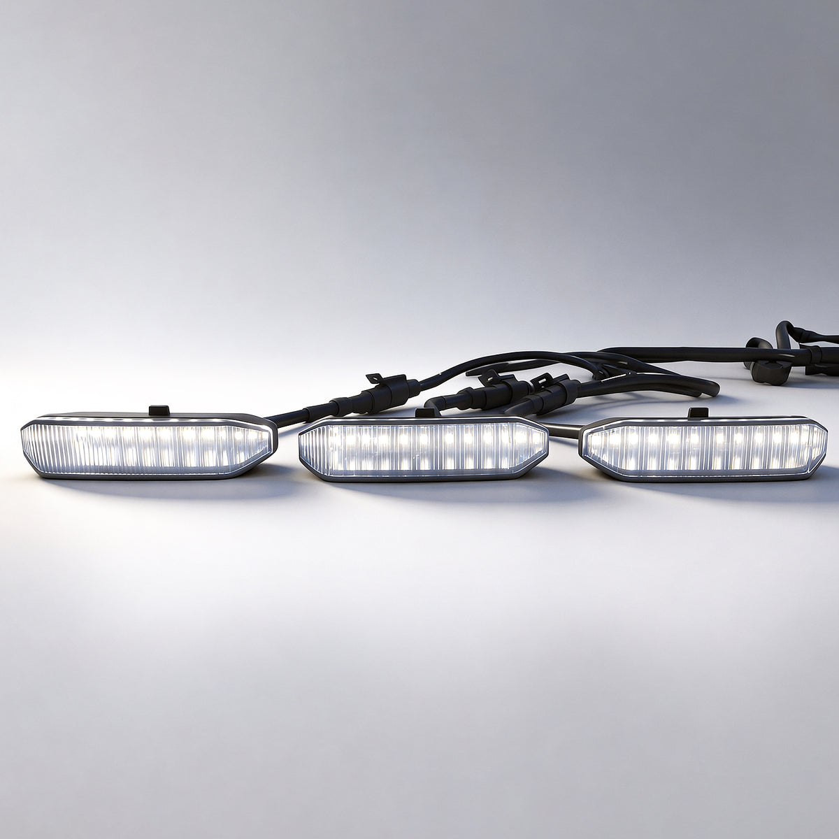Smoked Lens White LED Raptor Style Grille Lights for 2024+ Ford F-150 STX (3PC Kit) | Amoffroad