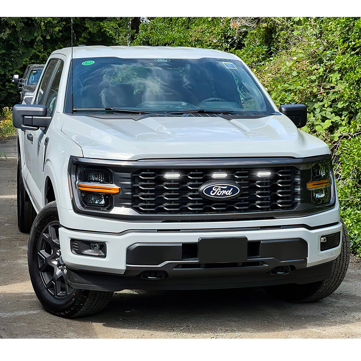 Smoked Lens White LED Raptor Style Grille Lights for 2024+ Ford F-150 STX (3PC Kit) | Amoffroad