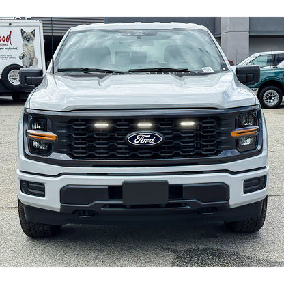 Smoked Lens White LED Raptor Style Grille Lights for 2024+ Ford F-150 STX (3PC Kit) | Amoffroad