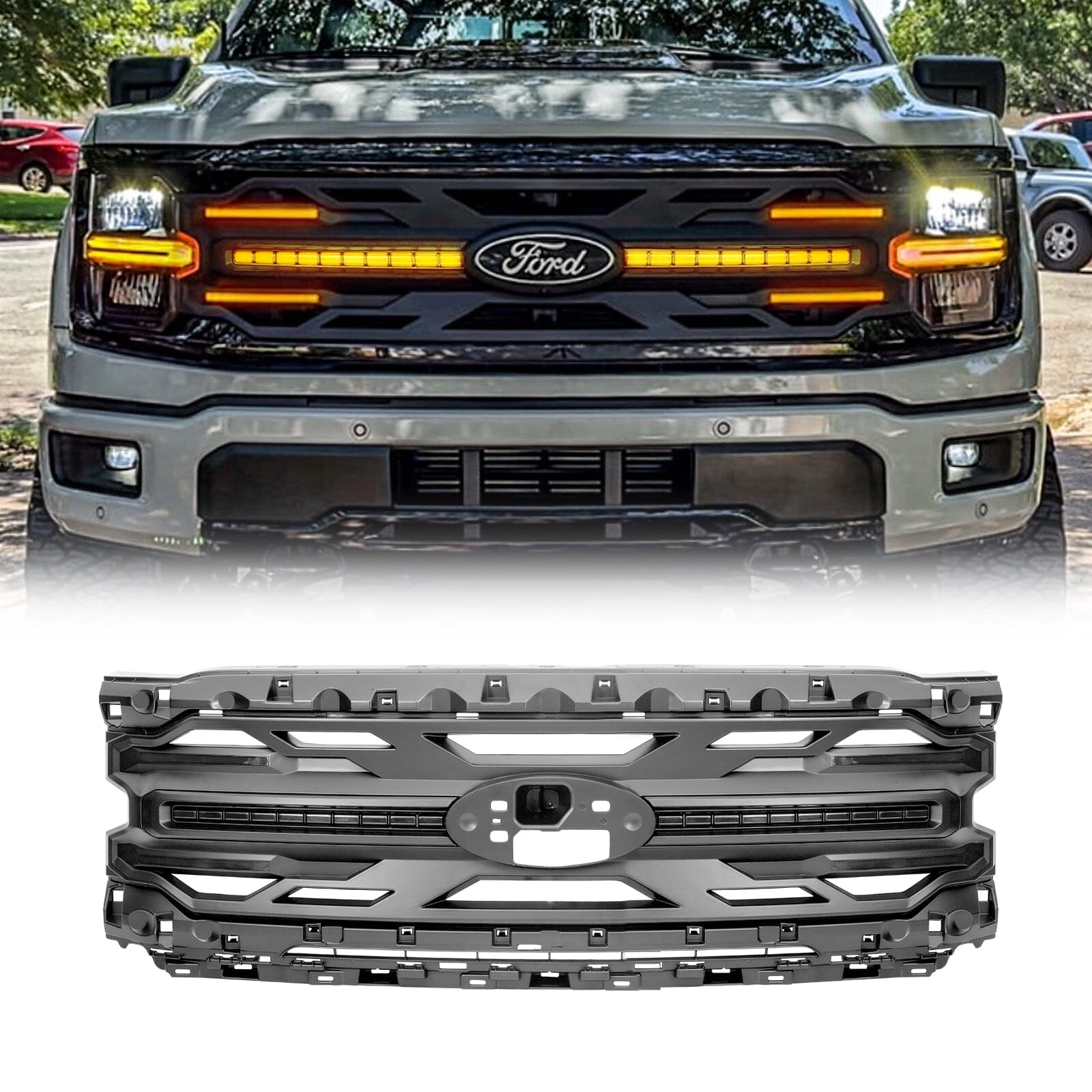 Armor Grille - Matte Black For 24+ Ford F150 XLT / STX | Amoffroad