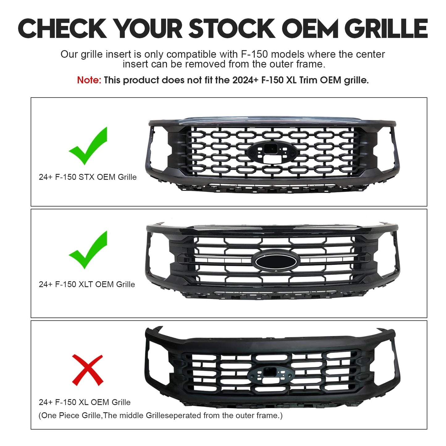 Armor Grille - Matte Black For 24+ Ford F150 XLT / STX | Amoffroad