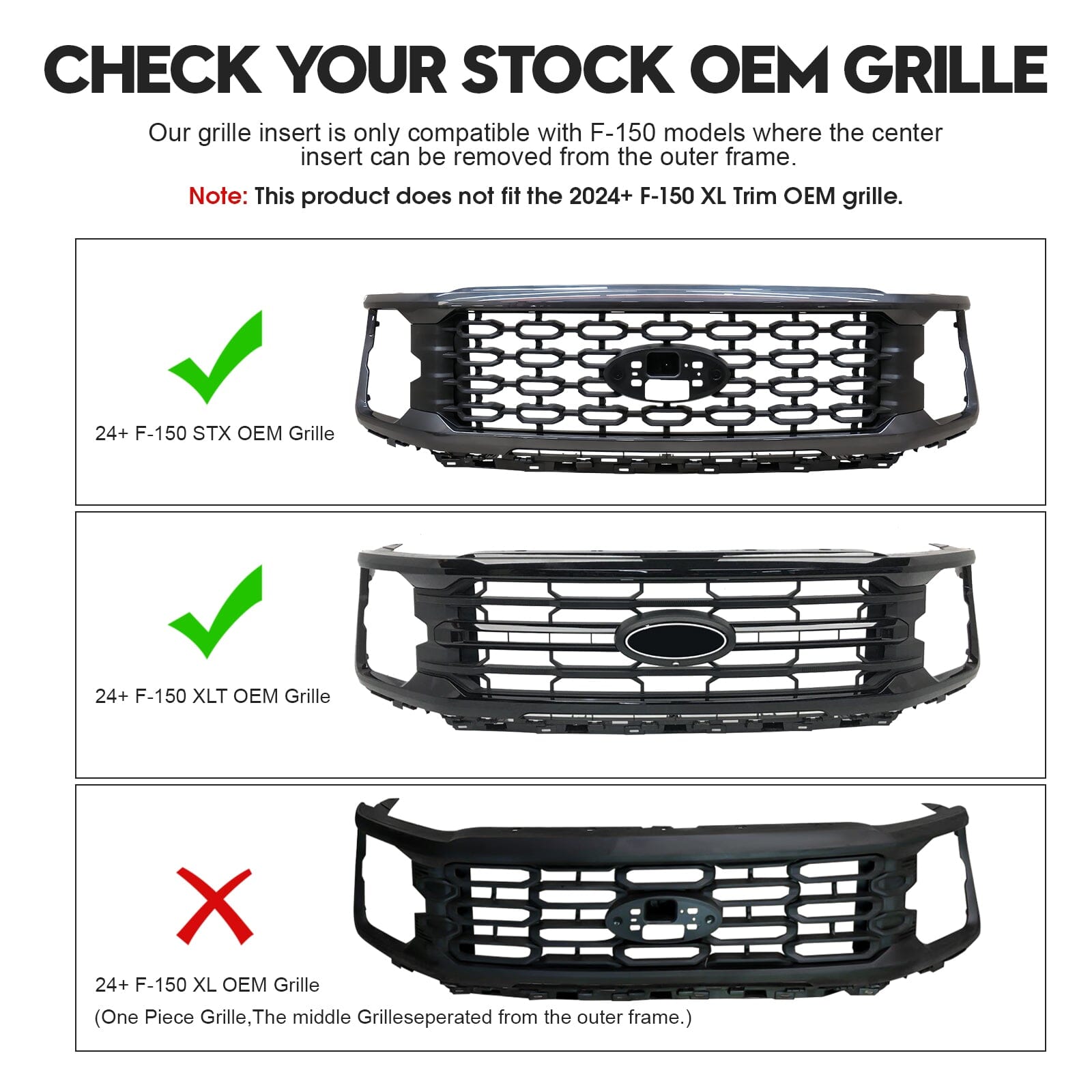 Armor Grille - Matte Black For 24+ Ford F150 XLT / STX | Amoffroad