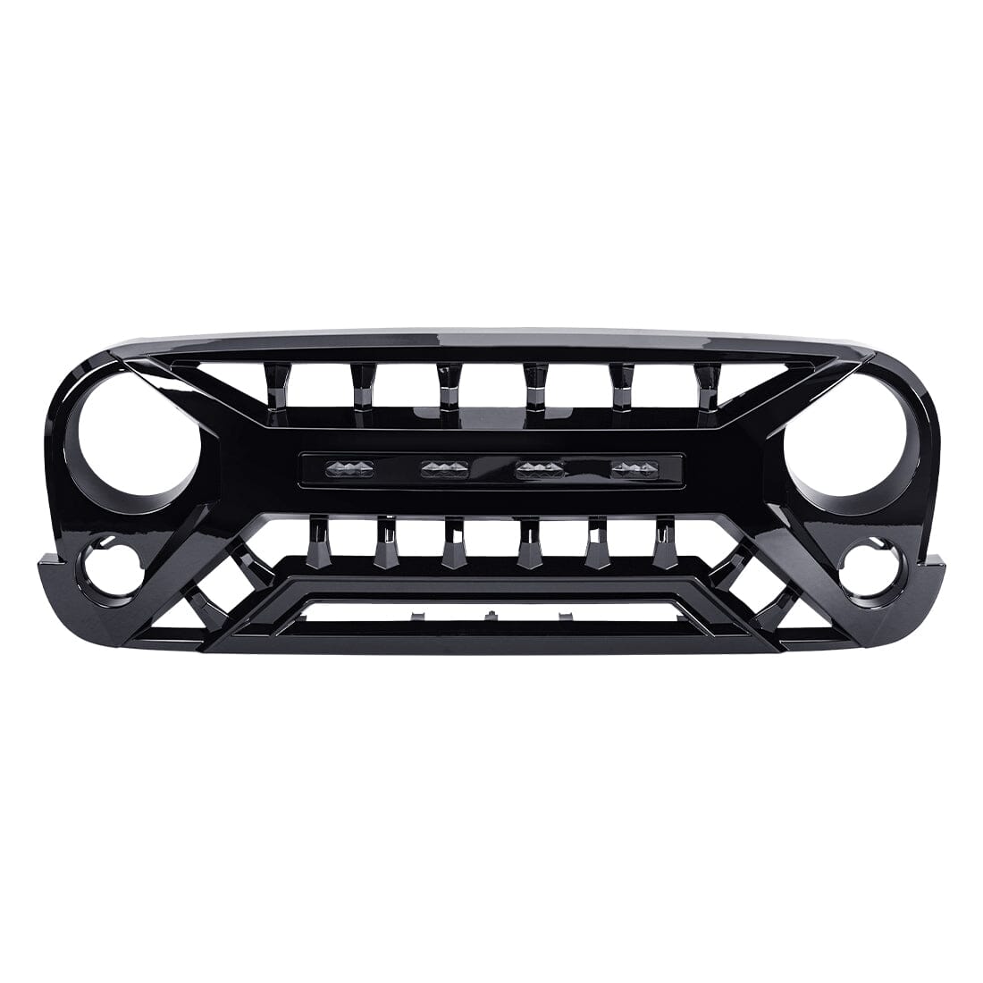 Armor Grille W/ Amber Lights - Glossy Black for 07-18 Jeep Wrangler JK | Amoffroad