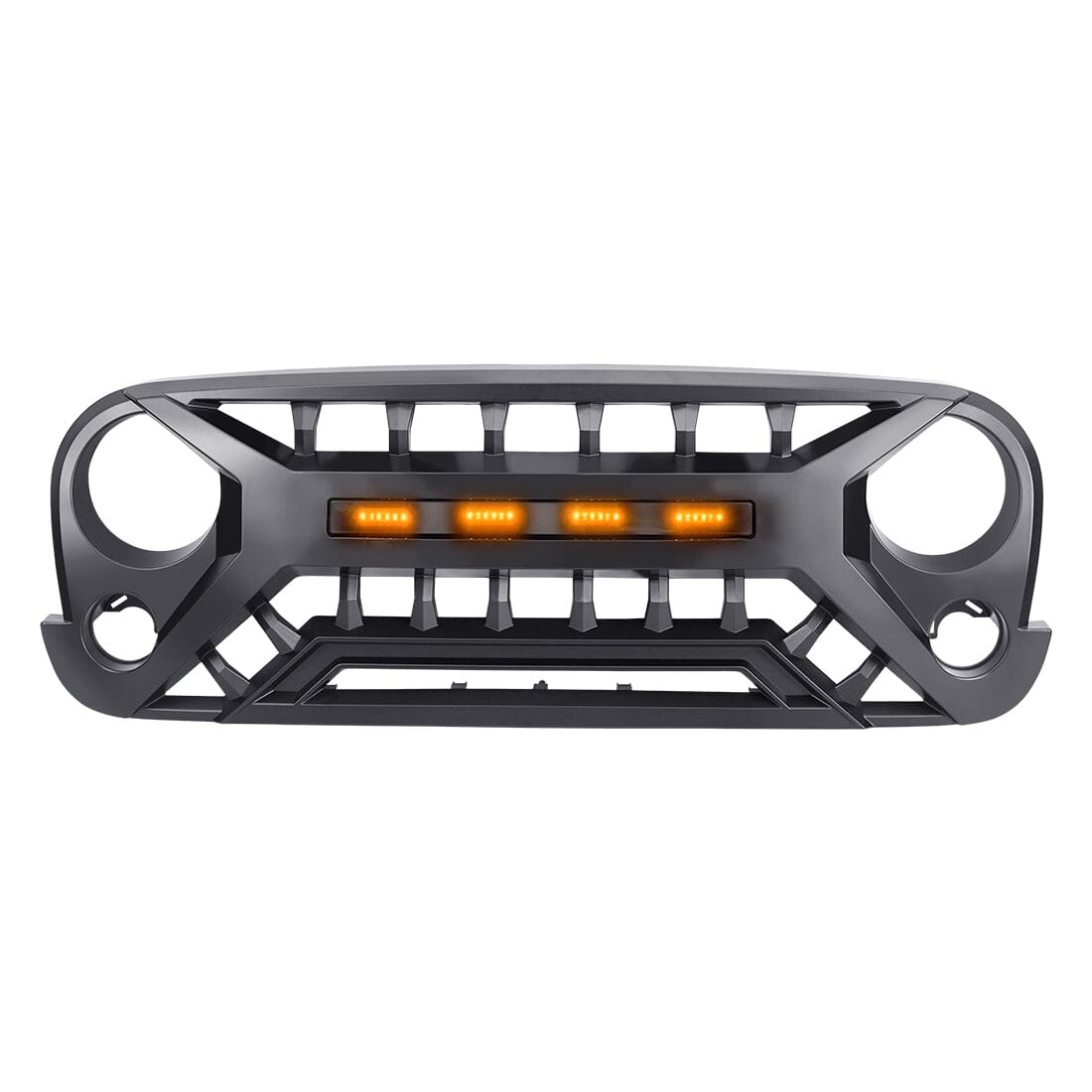 Armor Grille W/ Amber Lights - Matte Black for 07-18 Jeep Wrangler JK | Amoffroad