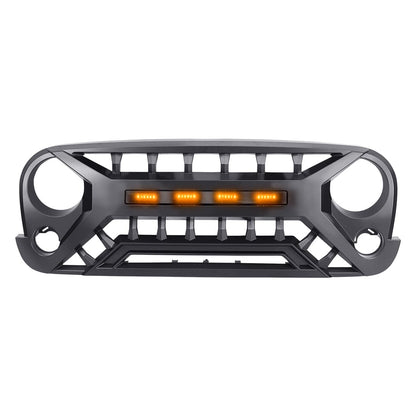 Armor Grille W/ Amber Lights - Matte Black for 07-18 Jeep Wrangler JK | Amoffroad