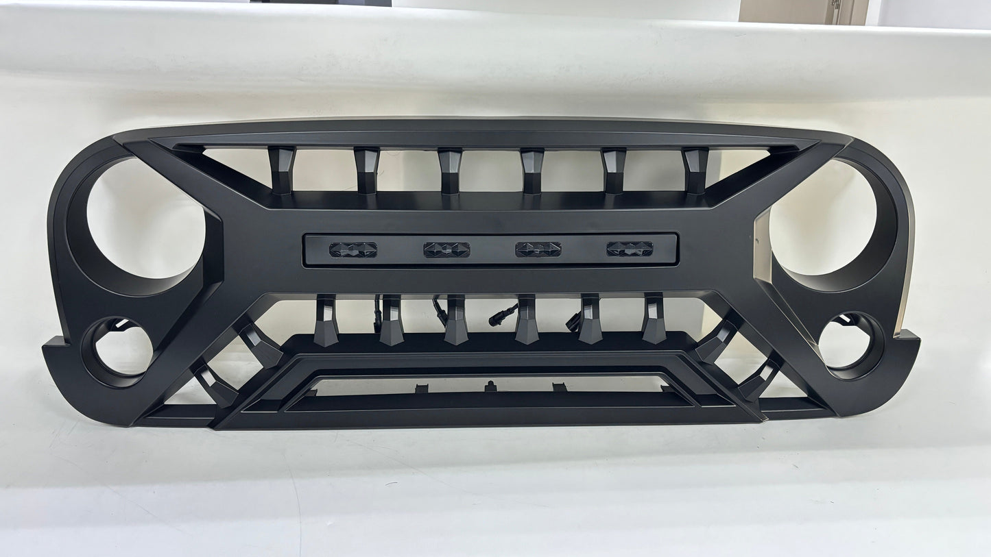 Armor Grille W/ Amber Lights - White & Black for 07-18 Jeep Wrangler JK